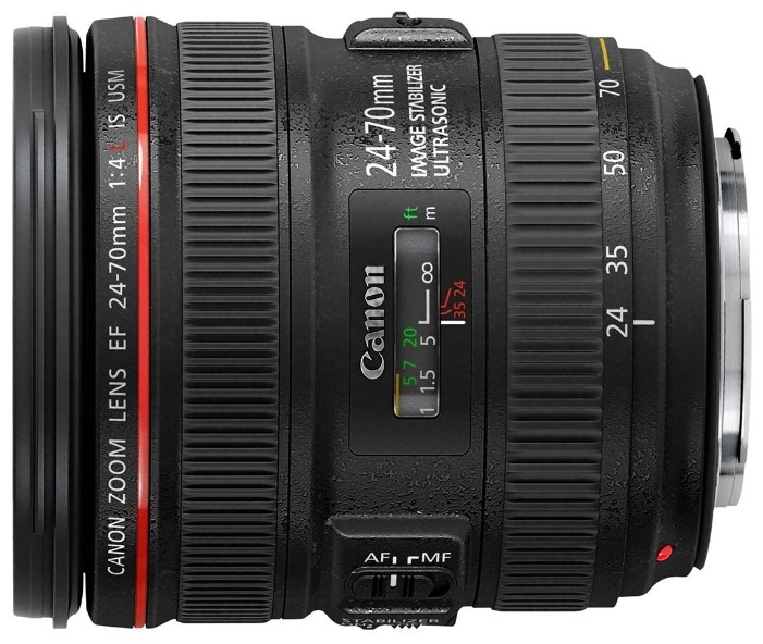 Canon EF 24-70mm f/4L IS USM Uniwersalny standardowy obiektyw doskonale nadaje się do pełnoklatkowych aparatów EOS i większości scen.